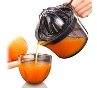 Sunhanny - Exprimidor manual de cítricos, exprimidor manual de limón, tapa antideslizante, prensa de lima, capacidad de 17 onzas, negro transparente