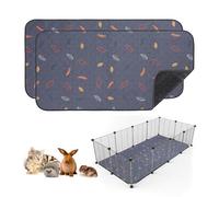 Sunheir Paquete de 2 Almohadillas Lavables para orina de cobayas, Impermeables, Reutilizables, tapetes de Entrenamiento absorbentes para Animales pequeños, cobayas, Conejos, hámster (Hojas, Gris