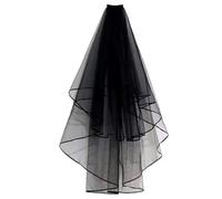 SUNHUITOY Velo de Novia y Halloween, Encaje Negro para Bruja, Cosplay Con Peine, Accesorios de Boda, Despedida de Soltera JGA (Schwarz 1), L80