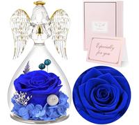 Sunia Regalo Fete Des Meres, Rose Eternelle Regalo Mujer, Flor Eterna con Angel Figurine, Regalo Cumpleaños Mujer, Regalo Mamá/Abuela, Rosa Eterna bajo Campana, Regalo Día de la Madre para Mamá