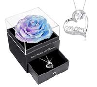 Sunia Regalos Originales para Madres, Rosa Eterna con Collar Plata de Ley 925, Mejor Madre del Mundo, Rosa Eterna Natural Preservada Regalos para Madres, Regalo Mama Cumpleaños Navidad Dia de la Madre