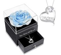 Sunia Regalos Originales para Madres, Rosa Eterna con Collar Plata de Ley 925, Mejor Madre del Mundo, Rosa Eterna Natural Preservada Regalos para Madres, Regalo Mama Cumpleaños Navidad Dia de la Madre