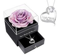 Sunia Regalos Originales para Madres, Rosa Eterna con Collar Plata de Ley 925, Mejor Madre del Mundo, Rosa Eterna Natural Preservada Regalos para Madres, Regalo Mama Cumpleaños Navidad Dia de la Madre