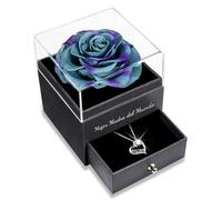 Sunia Regalos Originales para Madres, Rosa Eterna con Collar Plata de Ley 925, Mejor Madre del Mundo, Rosa Eterna Natural Preservada Regalos para Madres, Regalo Mama Cumpleaños Navidad Dia de la Madre