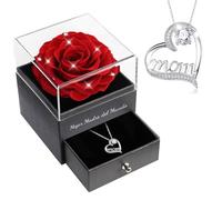 Sunia Regalos Originales para Madres, Rosa Eterna con Collar Plata de Ley 925, Mejor Madre del Mundo, Rosa Eterna Natural Preservada Regalos para Madres, Regalo Mama Cumpleaños Navidad Dia de la Madre