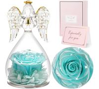 Sunia Rosa Eterna Regalos Originales para Mujer, Flores Preservadas Regalo Madre, Flore Eterna con Figura Ángel Regalo Cumpleaños Mujer, Regalo Mama Abuela, Regalo Navidad San Valentin Dia de la Madre