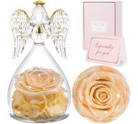 Sunia Rosa Eterna Regalos Originales para Mujer, Flores Preservadas Regalo Madre, Flore Eterna con Figura Ángel Regalo Cumpleaños Mujer, Regalo Mama Abuela, Regalo Navidad San Valentin Dia de la Madre