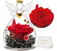 Sunia Rosa Eterna Regalos Originales para Mujer, Flores Preservadas Regalo Mama, Flore Eterna con Figura Ángel para Madre Abuela, Regalo Cumpleaños Mujer, Regalo Navidad San Valentin Dia de la Madre