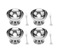 Sunicon 4 cuencos para helado, acero inoxidable, de calidad alimentaria, suavizante, duradero, de metal, con tenedores para ensaladas, pasteles y aperitivos