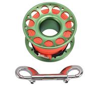 Sunicon 98.43 ft Diving Reel, Aircraft Aluminum, Double Hook, Anti Twist Nylon Line, Large Center Opening and Wreck Hook (Green)