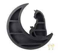 Sunicon Cat On The Moon Crystal Wood Shelf, Decorative Multi Layers Wooden Display Shelf for Home Bedroom Living Room Office