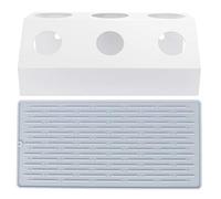 Sunicon Escurridor de Botellas de Soda, Estante de Drenaje de Botellas de 3 Agujeros de Mesa con Almohadilla para Cocina Comedor (Blanco tres agujeros)