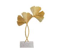 Sunicon Gold Leaf Statues, Metal Iron Ginkgo Sculpture Gold Gingko Leaf Decor Crafts Statue Modern Home Decor Metal Leaf Sculpture for Table Decor (Ginkgo biloba-Trumpet)