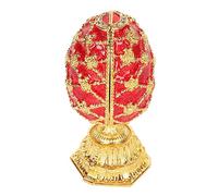 Sunicon Huevo Fabergé, Pintado a Mano, Esmaltado, Estilo Huevo Fabergé, Joyero Decorativo Esmaltado, Caja con Bisagras, Único Decorativo para Decoración del Hogar (Red)