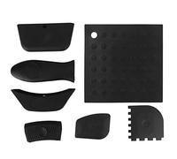 Sunicon Juego de 7 Piezas de Soporte para ollas, Juego de Cubierta de Mango de raspador de Parrilla de Silicona antiescaldaduras, Accesorio de Cocina (Black)