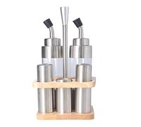 Sunicon Juego de botellas de condimento con estante de, mesa de cocina de acero inoxidable 304, soporte para botella de condimento para aceite, sal, salsa de soja