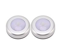 Sunicon Luz nocturna con sensor de movimiento, protección para los ojos, lámpara de inducción LED pequeña y redonda para armario, cajón, parte inferior de la cama, 2 unidades (Luz cálida)