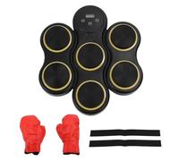 Sunicon Máquina de boxeo musical Velocidad ajustable Alivio del estrés Temporizador Grabación Montado en la pared Objetivo de entrenamiento de boxeo electrónico con guantes para (Black)