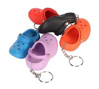 Sunicon Mini Keychain,5pcs Silicone Slipper Key Chains Red Violet Lake Blue Black Orange Hole Sandals Key Ring Pendant Decoration for Schoolbag