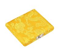 Sunicon Oboe Reed Case, Protect Against Moi stite Made of Wood Wooden Silk Cloth Cover Reed Case Holder Storage Box for 6pcs Oboe Reeds (Yellow)