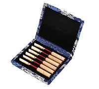 Sunicon Oboe Reed Case, Protect Against Moi stite Made of Wood Wooden Silk Cloth Cover Reed Case Holder Storage Box for 6pcs Oboe Reeds (Blue)