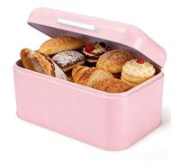 Sunicon Panera, contenedor de metal de hierro para pan, no tóxico, retro, caja de almacenamiento con tapa para encimera de cocina del hogar (rosa)