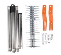 Sunicon Rastrillo para paja, 14,7 pulgadas, acero al carbono, acero inoxidable, resistente rastrillo para césped con mango para limpiar césped muerto, jardín (4 Sections)