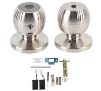 Sunicon WiFi Smart Fingerprint Door Knob, Biometric Keyless Entry Lock 5 in 1 Unlocking Methods Password Card Key Tuya App Compatible for Bedroom Apartment Office Aluminum Alloy (Chrome Silver)