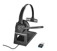 SUNITEC Auriculares inalámbricos Bluetooth con micrófono, base de carga, cancelación de ruido, dongle USB, APTX, función de silencio para teléfonos celulares, computadora, tablet, oficina