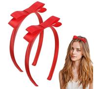 Sunjiyan 2 diademas de lazo rojo para mujeres y niñas, lindas diademas con lazo, accesorios para el cabello para cumpleaños, Navidad, Halloween, fiesta de disfraces, decoración diaria