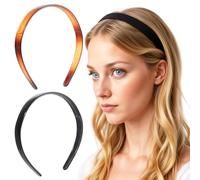Sunjiyan 2 diademas de plástico para mujer, color marrón y negro