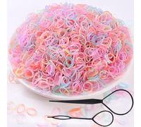 Sunjiyan 2000 unids clips de pelo elásticos coloridos de goma, mini sujetadores, para cola de caballo de niña, pequeños sujetadores suaves y antideslizantes, 2 herramientas incluidas