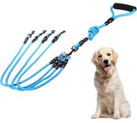 Sunjiyan Acoplador de 2/3/4 vías para mascotas, cuerda trenzada de nailon giratorio de 360 grados con mango acolchado suave, cuerda de remolque para mascotas para entrenar/caminar, adecuada para