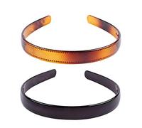 Sunjiyan Juego de 2 diademas de plástico de dientes finos, accesorios para el cabello para mujeres y niñas (negro y marrón)