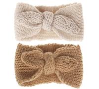 Sunjiyan Neborn-Baby-Girl - Diadema anudada con turbante para niños pequeños de invierno (apto para niños de 2 meses a 7 años) (2 unidades (paquete de 1), beige y camello (2 unidades)
