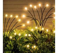 SUNJULY Luz Solar Exterior Jardin, 2 Piezas 10 LED Luciérnaga Luces Solares Exterior, Luces Jardin Solares Exterior IP65 Impermeables, Solares de Luciérnaga para Jardines Pasarelas Balcones Césped