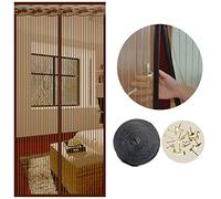 SUNJUN Cortina mosquiteras para puertas, 120 x 220cm, Anti insectos moscas y mosquitos, Con imanes cierre automático y, Para puertas correderas/balcones/terraza（marrón）