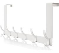 Sunkangkang Jneoace Over The Door Hooks Rack, 6 puertas Hanger Hooks, Over The Door Towel Rack for Colgar Coat, Towel, Bag, Vestido, Hat, Back of Bathroom (White)
