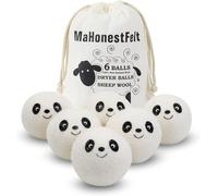 Sunkangkang Wool Dryer Balls - Softener de tela natural, reutilizable, reduce ropa y ahorra tiempo de secado. Handmade Fair Trade No Lint Fabric Softener White (Pack de 6)