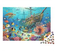 Sunken Ship Puzzle for Adultos 1000 Piezas Reciclable Paper Treasure Hunt Team Puzzle Educativo Juego Desafío Ideal para la Familia and Friends Regalos 38x26cm/1000pcs