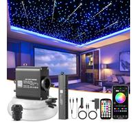 SUNKENET 16W Meteor Twinkle Fibra óptica led, Bluetooth/Remoto/Control de música Luces de Fibra óptica+Kit de Luces de Estrellas Fugaces, 550pcs*0.75mm*3m para Coche/hogar