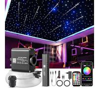 SUNKENET 16W Meteor Twinkle fibra óptica led, Bluetooth/Remoto/Control de música luces de fibra óptica+Kit de luces de estrellas fugaces, 400pcs of (0.75+1.0+1.5mm)*3m para coche/hogar