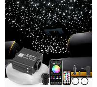 SUNKENET 16W Twinkle Fibra óptica led, 200pcs*0.75mm*2m Luces de Fibra óptica con aplicación Bluetooth/Remoto/Control de música, Luces estrelladas led para Coche/hogar/Teatro