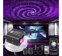 SUNKENET 20W Twinkle Fibra óptica led, 900pcs*0.75mm*3m Luces de Fibra óptica con aplicación Bluetooth/Remoto/Control de música, Luces estrelladas led para Coche/hogar/Teatro