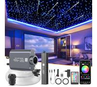 SUNKENET Meteor 16W fibra óptica led, luces de fibra óptica con modo Bluetooth/Remoto/Música, Cable de fibra 450pcs*0.75mm*3m+kit de estrella fugaz para techo de coche