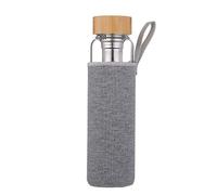 sunkey Botella Agua Cristal 1 Litro con Infusor y Tapa de Bambu Reutilizable sin Bpa