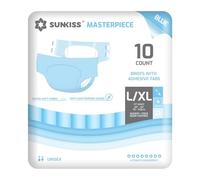 SUNKISS Masterpiece Pañales para Adultos con Máxima Absorción, Bragas Absorbentes Unisex para Incontinencia, Mujeres y Hombres, Protección Durante la Noche, Azul, Talla L/XL, 10 Unidades