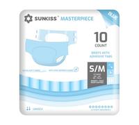 SUNKISS Masterpiece Pañales para Adultos con Máxima Absorción, Bragas Absorbentes Unisex para Incontinencia, Mujeres y Hombres, Protección Durante la Noche, Azul, Talla S/M, 10 Unidades