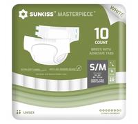 SUNKISS Masterpiece Pañales para Adultos con Máxima Absorción, Bragas Absorbentes Unisex para Incontinencia, Mujeres y Hombres, Protección Durante la Noche, Blanco, Talla S/M, 10 Unidades