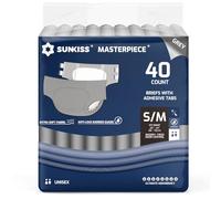 SUNKISS Masterpiece Pañales para Adultos con Máxima Absorción, Bragas Absorbentes Unisex para Incontinencia, Mujeres y Hombres, Protección Durante la Noche, Gris, Talla S/M, 40 Unidades